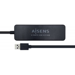 Hub AISENS USB-A 3.0 a 4xUSB-A 3.0 Negro (A106-0399) | 8436574704112 | Hay 10 unidades en almacén | Entrega a domicilio en Canarias en 24/48 horas laborables