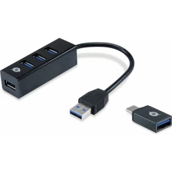 Hub CONCEPTRONIC 4xUSB 3.0+Adaptador USB-C (HUBBIES04B) | HUBBIES4B | 4015867223147 [1 de 6]