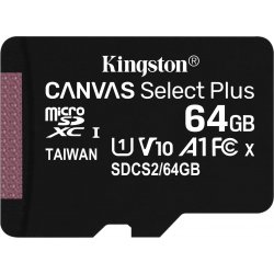 Kingston MicroSDXC Canvas Plus 64Gb C10 (SDCS2/64GBSP) | 0740617298963 | Hay 10 unidades en almacén | Entrega a domicilio en Canarias en 24/48 horas laborables
