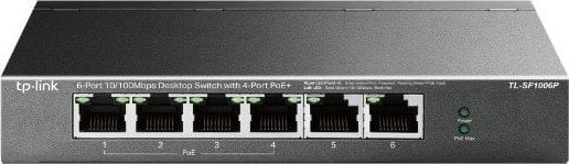 Switch TP-Link 6p 10/100 67W PoE Negro (TL-SF1006P) | 6935364030933 [1 de 3]