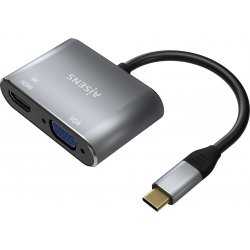 Adaptador AISENS USB-C a VGA/HDMI 15cm Gris (A109-0627) | 8436574707335 [1 de 4]