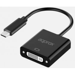 Adaptador Approx USB-C/M a DVI/H 13cm Negro (APPC51) | 8435099531531 | Hay 10 unidades en almacén | Entrega a domicilio en Canarias en 24/48 horas laborables