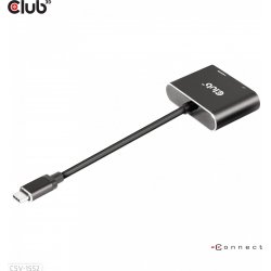 Adaptador Club 3D USB-C/M a DP/HDMI/H Negro (CSV-1552) | 8719214471965 | Hay 2 unidades en almacén | Entrega a domicilio en Canarias en 24/48 horas laborables