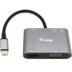 Adaptador EQUIP 5en1 USB-C Negro (EQ133483) | 4015867227589 | Hay 2 unidades en almacén | Entrega a domicilio en Canarias en 24/48 horas laborables