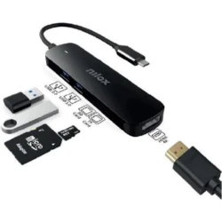 Adaptador NILOX USB-C 5 en 1 HDMI/2USB3.0 (NXDSUSBC05) | 8054320847472