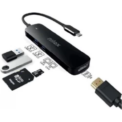 Adaptador NILOX USB-C a USB3/HDMI/SD/mSD (NXDSUSBC05) | 8054320847472 | Hay 4 unidades en almacén | Entrega a domicilio en Canarias en 24/48 horas laborables