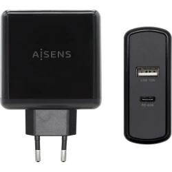Cargador Pared AISENS 57W 2xUSB Negro (ASCH-2PD45A-BK) | 8436574706253 | Hay 4 unidades en almacén | Entrega a domicilio en Canarias en 24/48 horas laborables