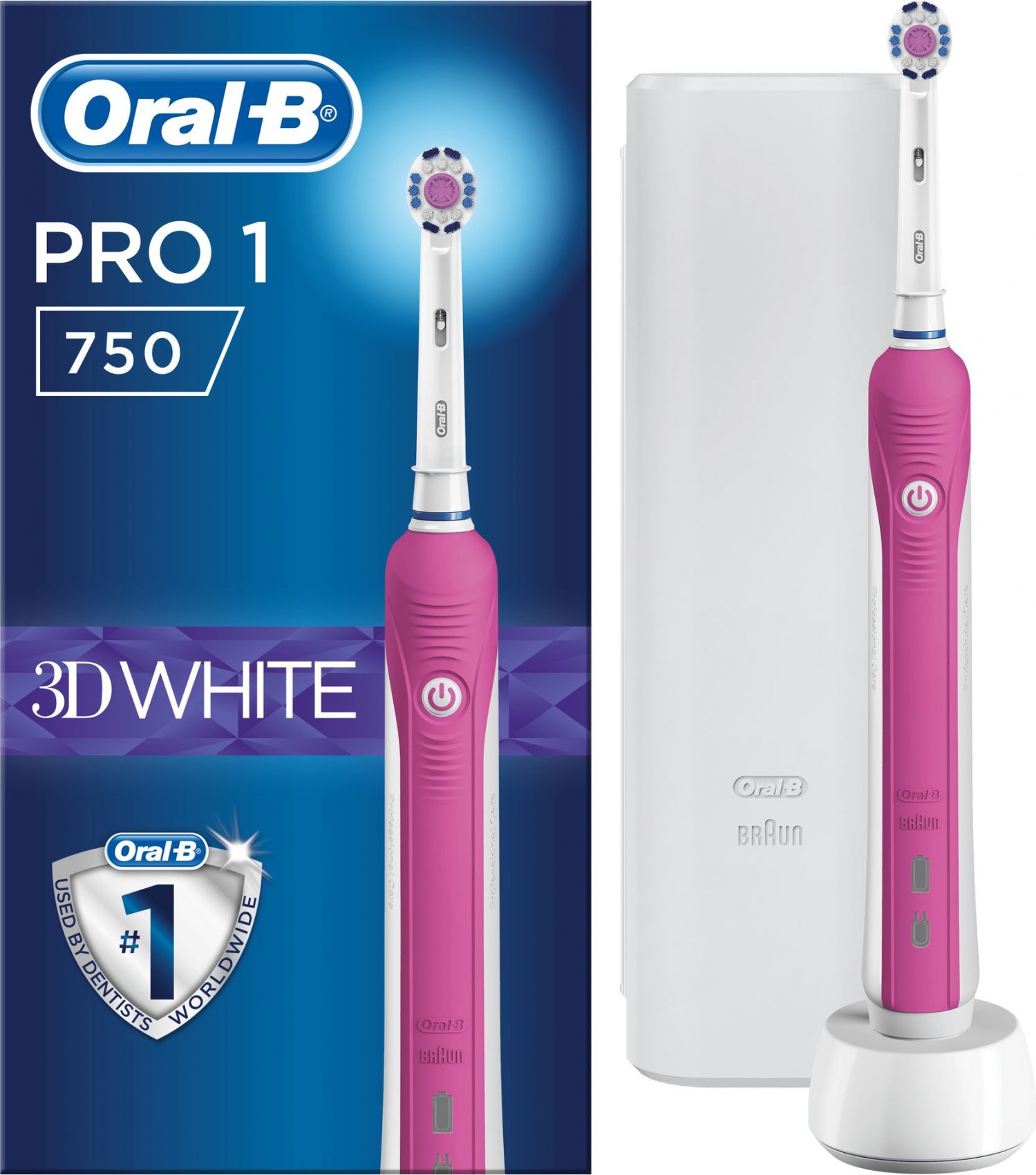 Cepillo Dental Braun Oral-B Pro 750 3DWhite Rosa | PRO 750 PK | 4210201162308 [1 de 5]