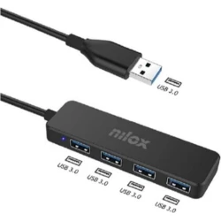 Hub NILOX USB-A 3.0 a 4xUSB-A 3.0 Negro (NXHUB402) | 8054320847458 [1 de 2]