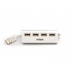 Hub NILOX USB 2.0 a 4xUSB 2.0 Gris (NXHUB04ALU2) | 8436556148453 | Hay 7 unidades en almacén | Entrega a domicilio en Canarias en 24/48 horas laborables