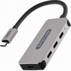 Hub Sitecom USB-C a 4xUSB-A 3.0 Aluminio/Negro (CN-385) | 8716502030804 | Hay 2 unidades en almacén | Entrega a domicilio en Canarias en 24/48 horas laborables