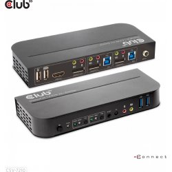 KVM Club 3D DP/HDMI a 2xDisplayPort 4K60Hz (CSV-7210) | 8719214472238