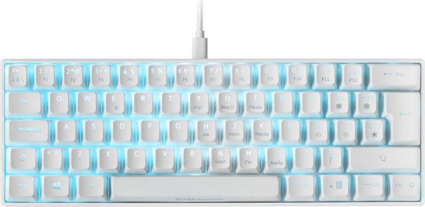 Mars Gaming MKMINIWBES Blanco Teclado Mecánico RGB Ultra-Compacto Switch  Azul ES