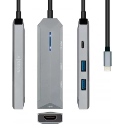Adaptador AISENS 4en1 USB-C 15cm Gris (ASUC-4P002-GR) | 8436574707588 | Hay 5 unidades en almacén | Entrega a domicilio en Canarias en 24/48 horas laborables