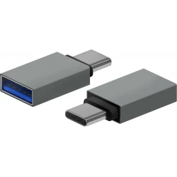 Adaptador AISENS USB-C/M a USB-A/H Gris (A108-0718) | 8436574708660 | Hay 10 unidades en almacén | Entrega a domicilio en Canarias en 24/48 horas laborables