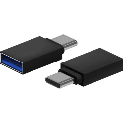 Adaptador AISENS USB-C/M a USB-A/H Negro (A108-0717) | 8436574708653 | Hay 10 unidades en almacén | Entrega a domicilio en Canarias en 24/48 horas laborables