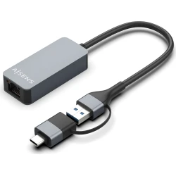 AISENS Conversor USB3.2 Gen1 USB-A+USB-C a Ethernet 2.5G 10/100/1000/2500 Mbps,  | A109-0710 | 8436574708479 [1 de 6]