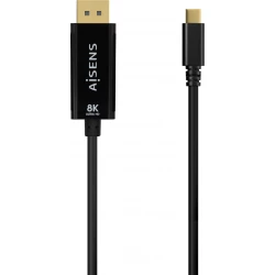 Cable AISENS USB-C/M a DP/M 0.8m Negro (A109-0688) | 8436574708257 | Hay 2 unidades en almacén | Entrega a domicilio en Canarias en 24/48 horas laborables