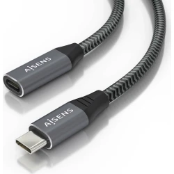 Cable AISENS USB-C/M a USB-C/H 1.5m Gris (A107-0761) | Hay 3 unidades en almacén | Entrega a domicilio en Canarias en 24/48 horas laborables