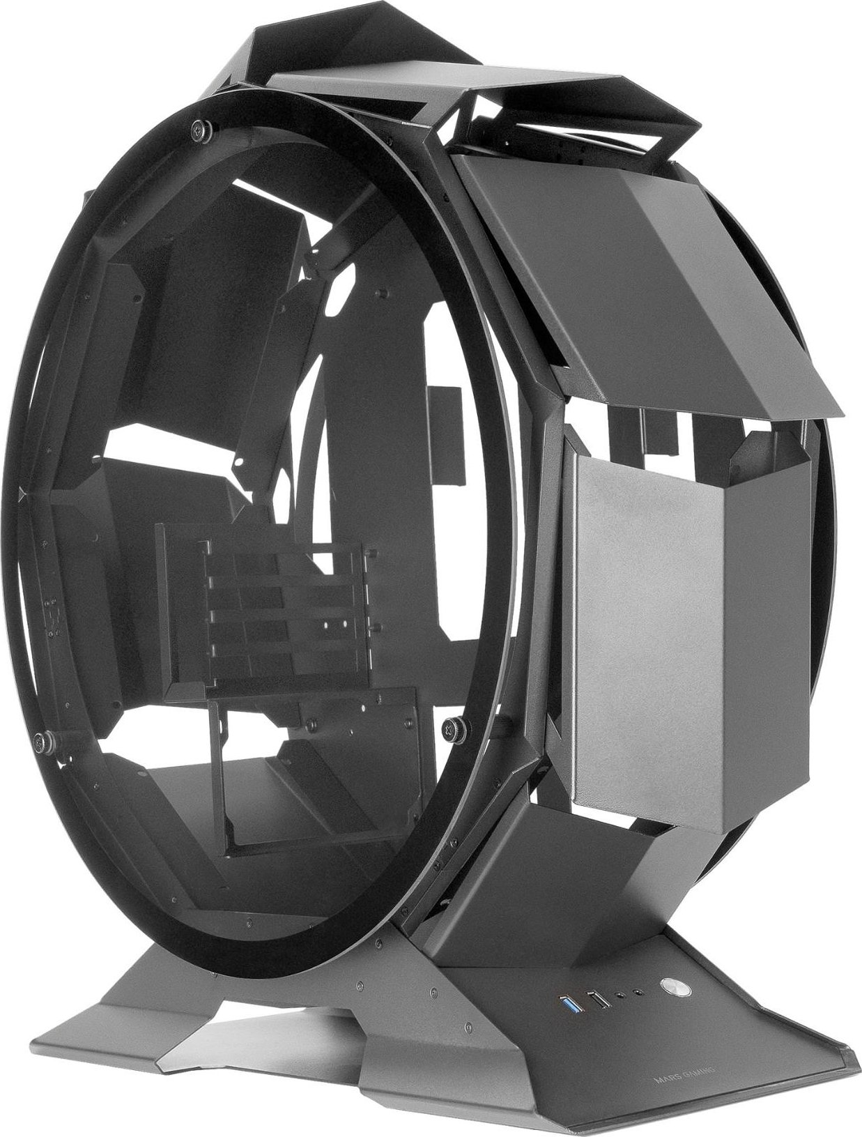 Mars Gaming - MCORB Negro Caja PC Gaming Micro-ATX XL Diseño Circular  Custom Doble Cristal Templado
