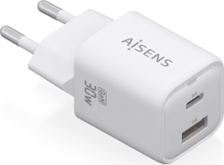 Cargador de Pared AISENS 30W Blanco (ASCH-30W2P020-W) | Hay 3 unidades en almacén | Entrega a domicilio en Canarias en 24/48 horas laborables