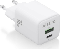 Cargador de Pared AISENS 30W Blanco (ASCH-30W2P037-W) | Hay 5 unidades en almacén | Entrega a domicilio en Canarias en 24/48 horas laborables
