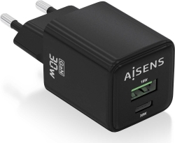 Cargador de Pared AISENS 30W Negro (ASCH-30W2P038-BK) | Hay 2 unidades en almacén | Entrega a domicilio en Canarias en 24/48 horas laborables
