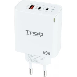 TooQ Cargador de Pared GaN 2USB-C/PD + USB-A/QC 65W, Blanco | TQWC-GANQC2PD65WT | 8433281012585 [1 de 5]