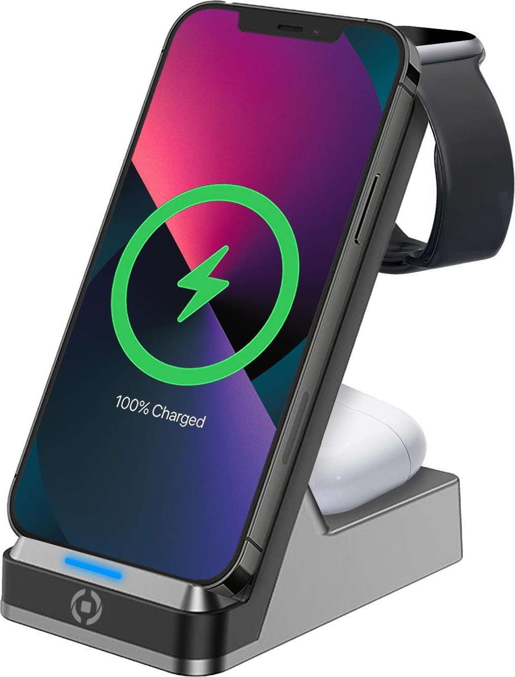 CELLY CARGADOR INALAMBRICO Y SOPORTE 3EN1 PARA MOVIL APPLE WATCH Y