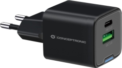 Cargador Pared CONCEPTRONIC USB-A/C GaN 20W (ALTHEA15B) | Hay 10 unidades en almacén | Entrega a domicilio en Canarias en 24/48 horas laborables