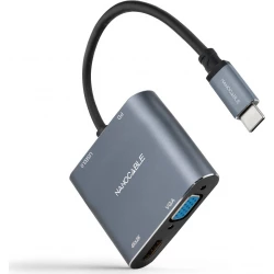 Adaptador Nanocable USB-C a HDMI/VGA/USB-A (10.16.4304) | 8433281013285 [1 de 5]