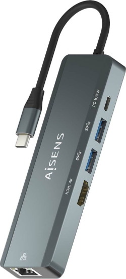 Dock Station AISENS USB-C a HDMI/USB/PD (ASUC-5P011-GR) | 8436574709728 | Hay 1 unidades en almacén | Entrega a domicilio en Canarias en 24/48 horas laborables