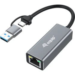 Adaptador EQUIP USB-C a RJ45 2.5 GbE Gris (EQ133495) Adaptador EQUIP USB-C a RJ45 2.5 GbE Gris (EQ133495) | Hay 4 unidades en almacén | Entrega a domicilio en Canarias en 24/48 horas laborables