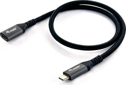 Cable EQUIP USB-C/M a USB-C/H 0.5m Negro (128370) | Hay 9 unidades en almacén | Entrega a domicilio en Canarias en 24/48 horas laborables