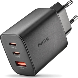 Cargador NGS Era 65W 1USB-A 2USB-C Negro (ERA65WBLACK) | Hay 10 unidades en almacén | Entrega a domicilio en Canarias en 24/48 horas laborables