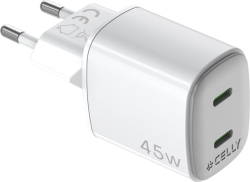Cargador Pared CELLY 2Usb-C 45W Blanco (UPTC2USBC45WWH) | Hay 5 unidades en almacén | Entrega a domicilio en Canarias en 24/48 horas laborables