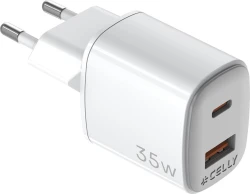 Cargador CELLY USB-A USB-C 35W Blanco (UPTC1USB1USBC35) | Hay 5 unidades en almacén | Entrega a domicilio en Canarias en 24/48 horas laborables