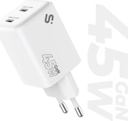 Cargador Pared SUBBLIM GaN 45W 2xUSB-C (SUBCHG-6G4520) | Hay 3 unidades en almacén | Entrega a domicilio en Canarias en 24/48 horas laborables