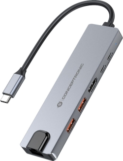 Docking Station CONCEPTRONIC 6en1 USB-C Gris (DONN29G) | Hay 1 unidades en almacén | Entrega a domicilio en Canarias en 24/48 horas laborables