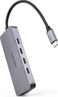 Hub Nanocable USB-C a 4xUSB-C DP 100W Gris (10.16.4505) | Hay 2 unidades en almacén | Entrega a domicilio en Canarias en 24/48 horas laborables