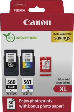 Pack Canon PG-560XL/CL-561XL Negro/Tricolor (3712C008) | Hay 1 unidades en almacén | Entrega a domicilio en Canarias en 24/48 horas laborables
