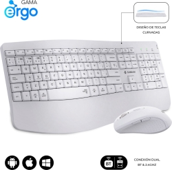 Teclado+Ratón SUBBLIM RF BT Blanco (SUBKBC-DCOPW1) | Hay 10 unidades en almacén | Entrega a domicilio en Canarias en 24/48 horas laborables