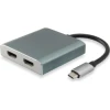 Adaptador EQUIP USB-C/M a 2x HDMI/H Plata (EQ133464) | (1)