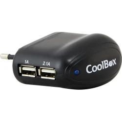 Cargador de Pared CoolBox 2x USB 2.0 Negro (UX-2) | REPCOOUSBX2 | 8437012429710 [1 de 3]