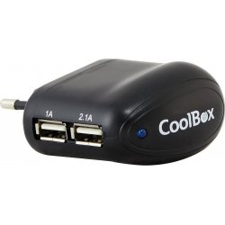 Cargador De Pared Coolbox 2x Usb 2.0 Negro (UX-2) | REPCOOUSBX2 | 8437012429710 | 4,65 euros