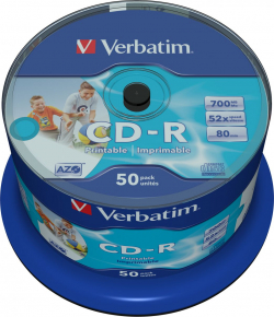 CD-R Verbatim 52x 700Mb Printable Spindle 50 (43438) [1 de 2]