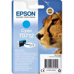 Tinta Epson T0712 Cian 5.5ml (C13T07124012) | 8715946624501