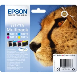 Tinta Epson T0715 Pack Negro/Tricolor (C13T07154012) | 8715946624563