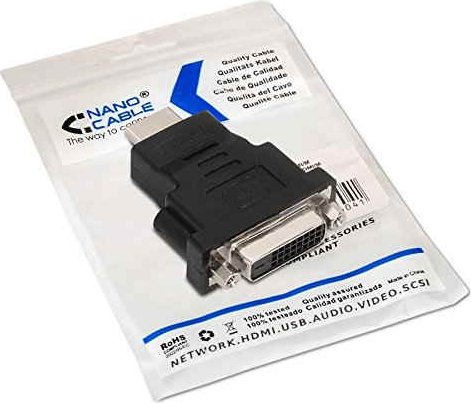 Negro NANOCABLE 10.15.0701 Adaptador DVI a HDMI Hembra-Macho 24+1/M-HDMI A/H 