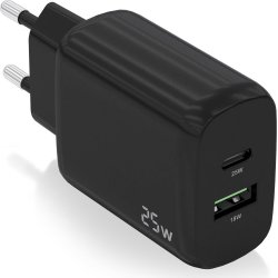 AISENS Cargador 25W, 1xUSB-C PD3.0, 1xUSB-A QC3.0, Negro | A110-0759 | 8436574709605 | Hay 3 unidades en almacén